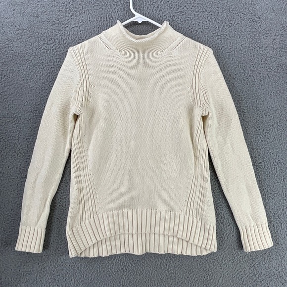 J. Crew Always Sweaters - J.Crew Sweater Womens S Cream Excellent Mock Neck Cotton Ribbed Knit 6323